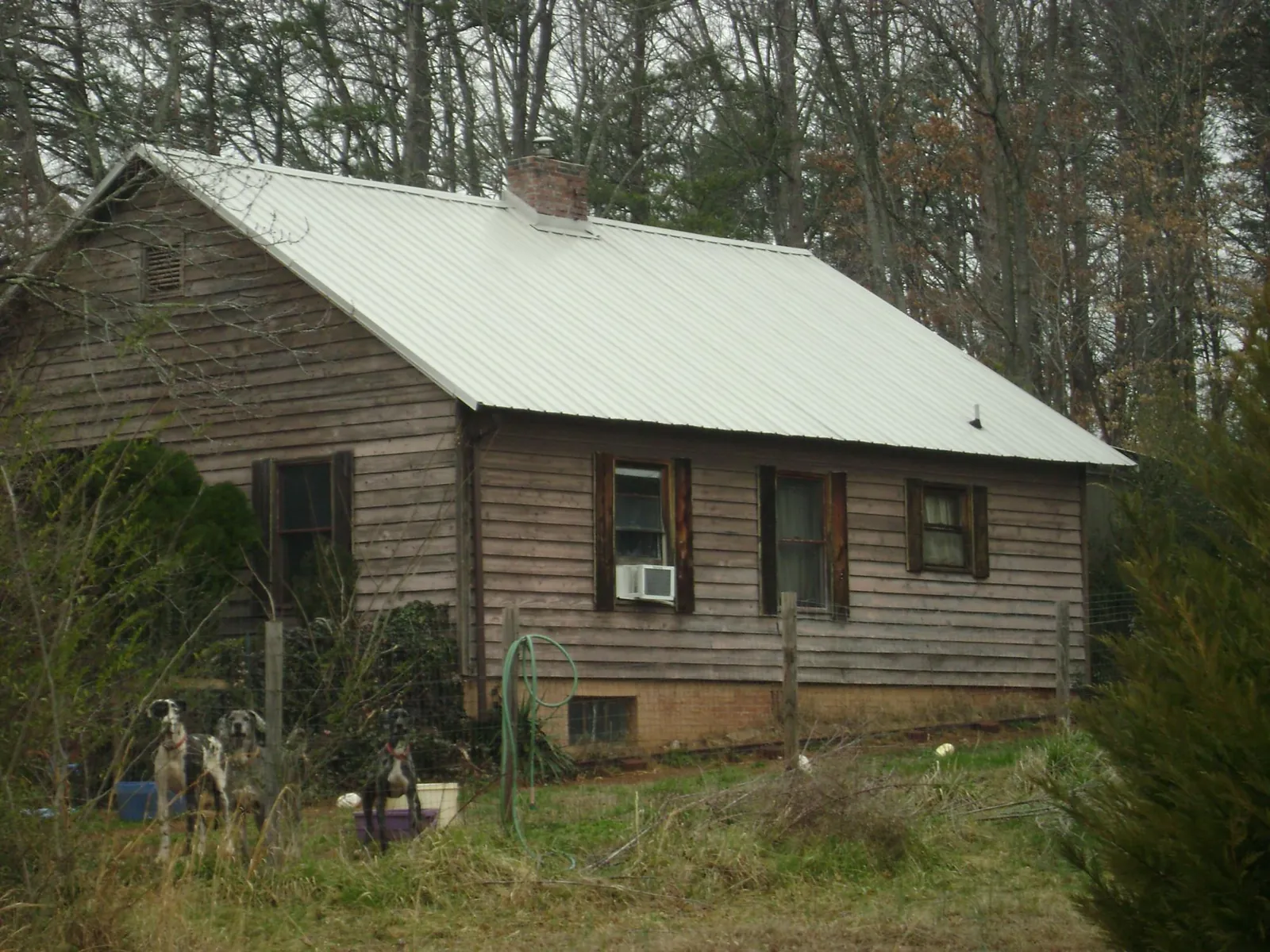 White metal roof on an old wood sided farmhouse, from a Asphalt Shingle Roof Repair job in East Northport